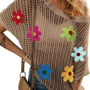 Trendy Hollow Out Embroidered Long Sleeve Top main image 0